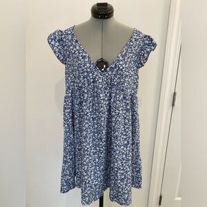 Blue & White Floral Babydoll Dress